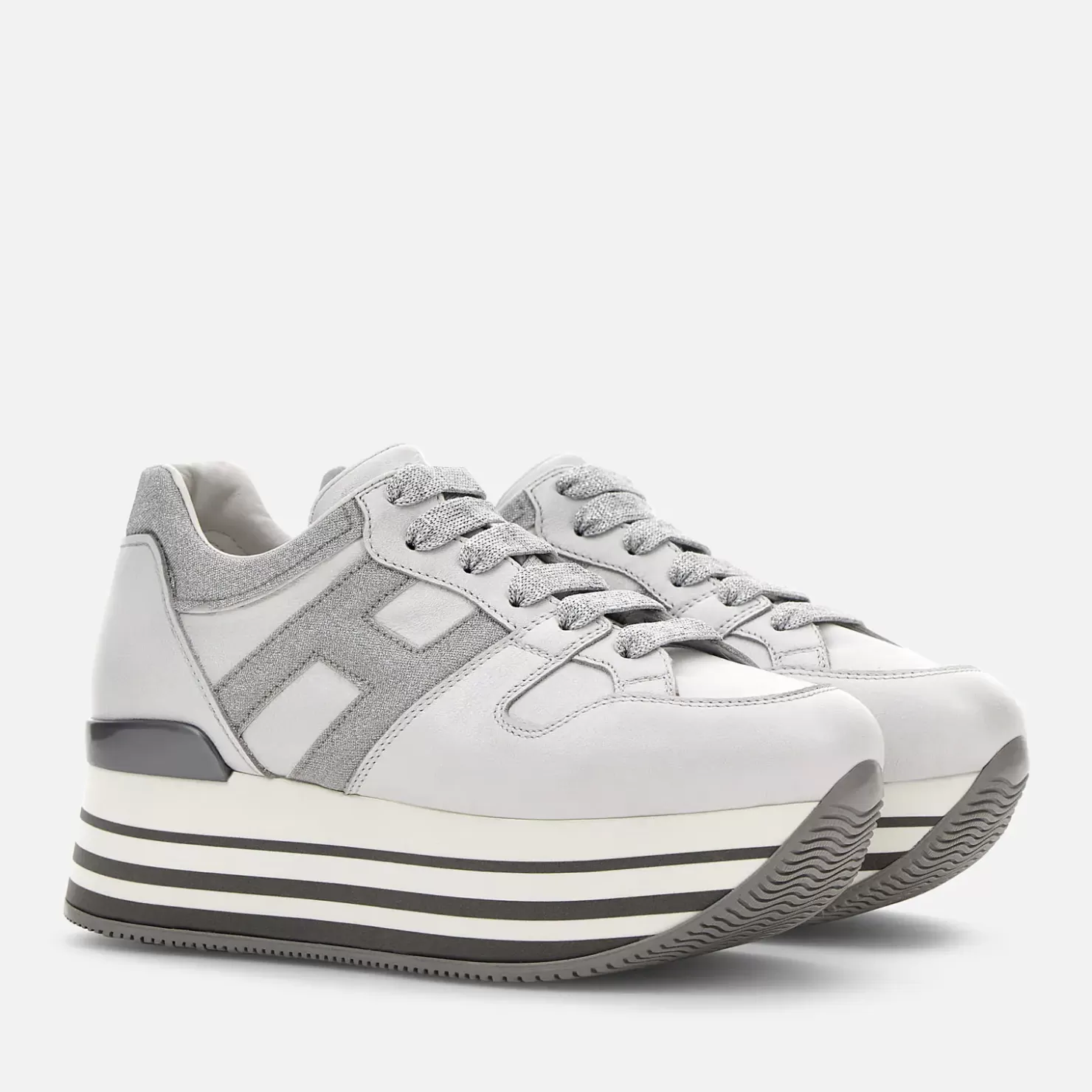 Plateauschuhe<Hogan Maxi H222 Silber/ Weiss