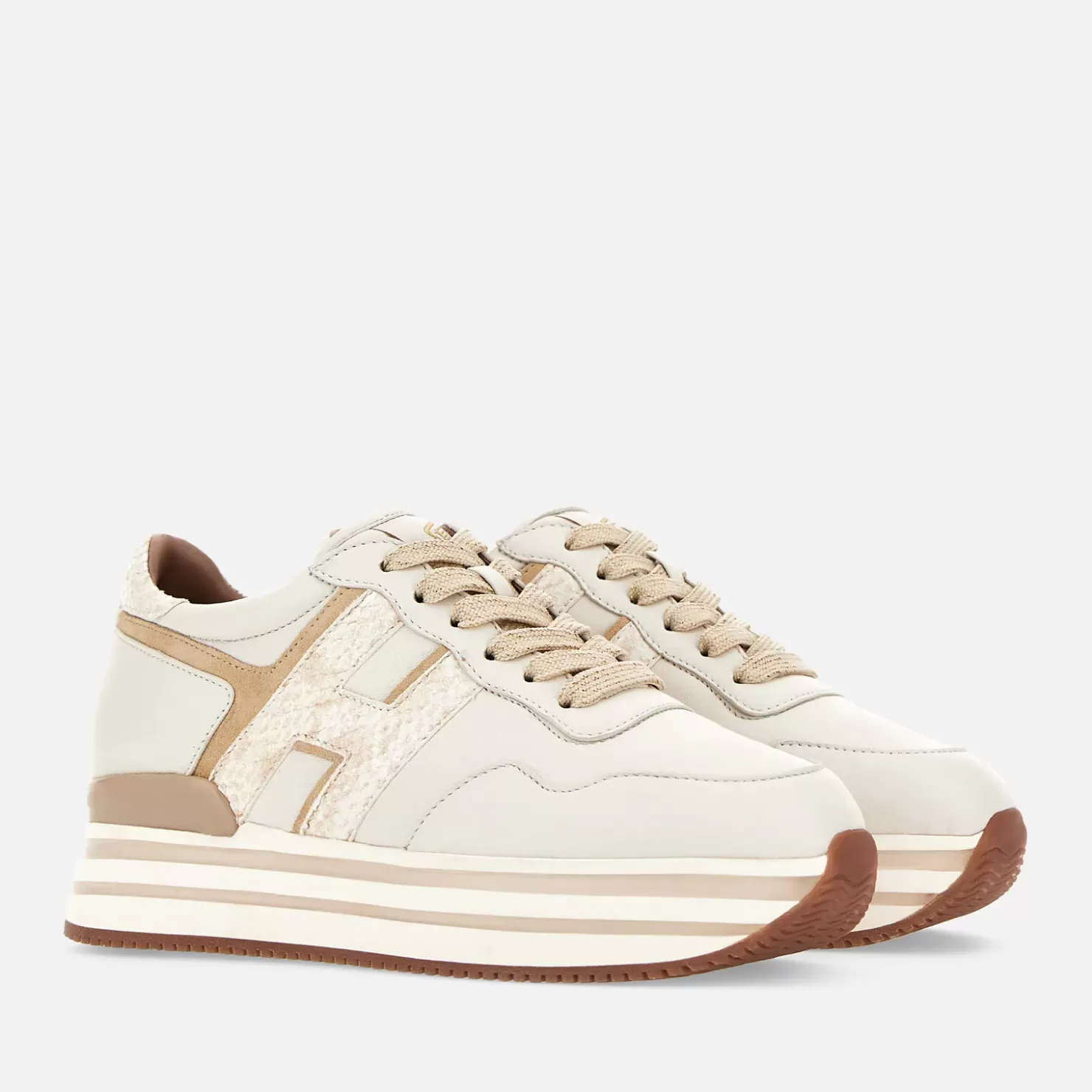 Plateauschuhe<Hogan Midi H222 Elfenbein/ Rosa/ Beige