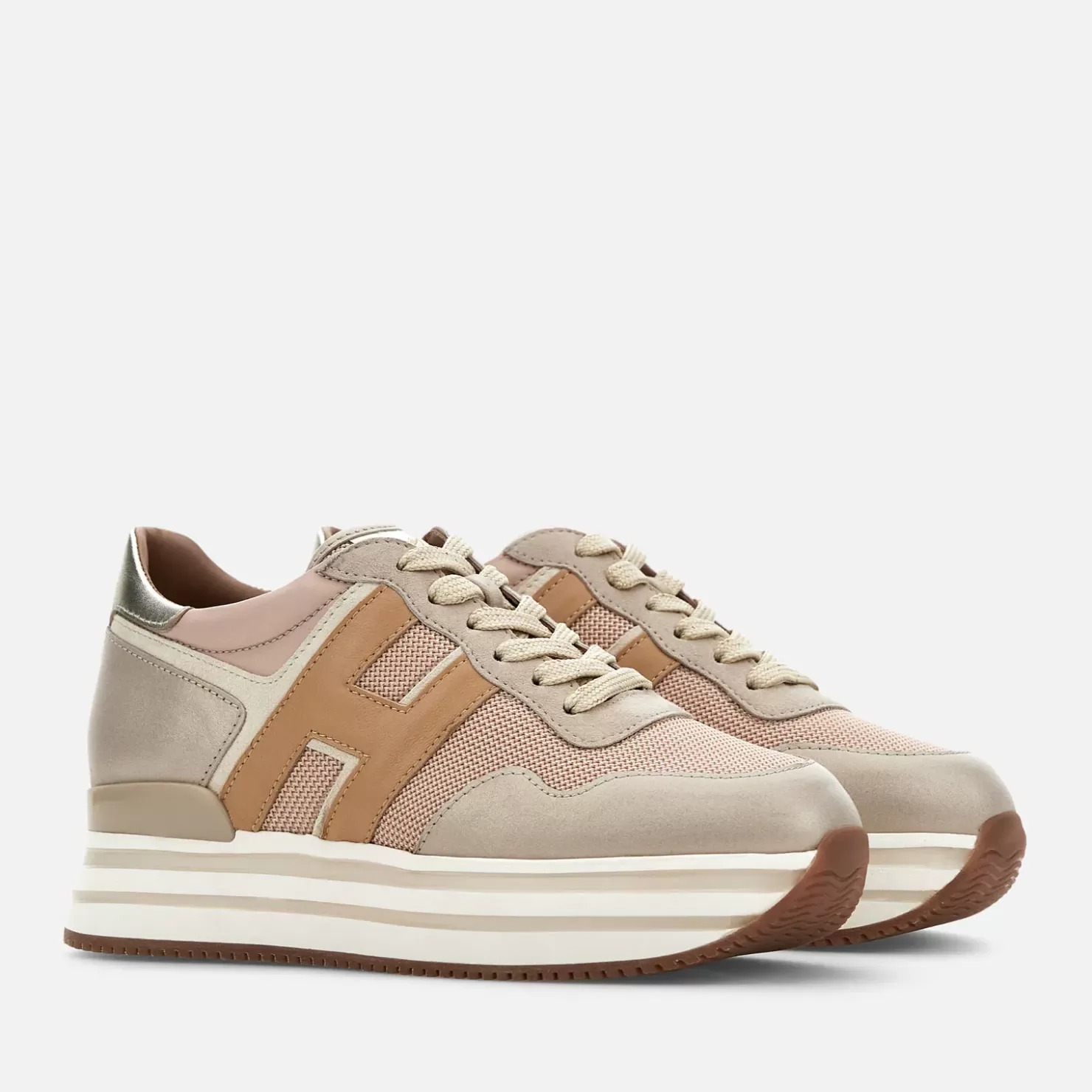 Plateauschuhe<Hogan Midi H222 Rosa/ Beige/ Braun