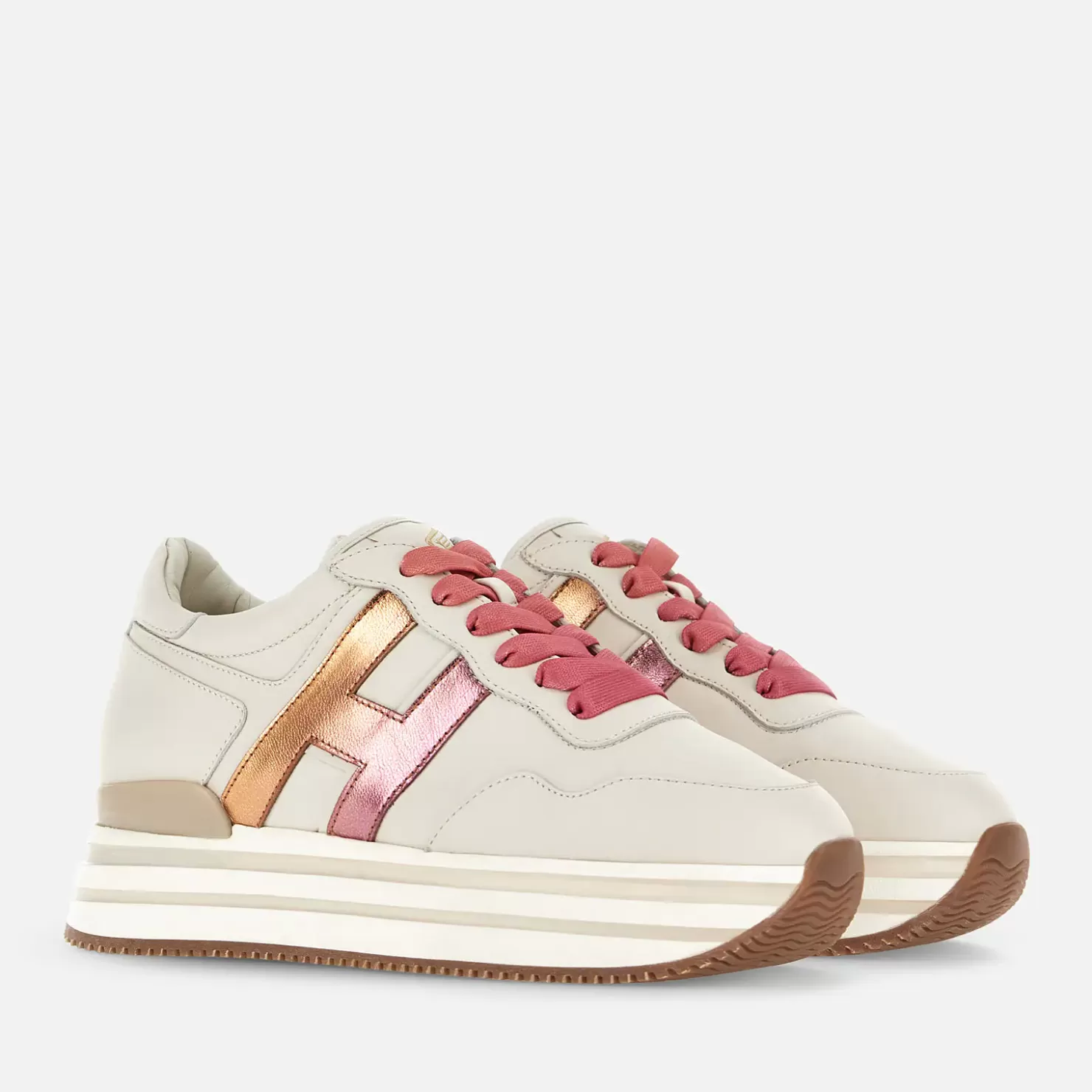 Plateauschuhe<Hogan Midi H222 Elfenbein/ Rosa/ Orange