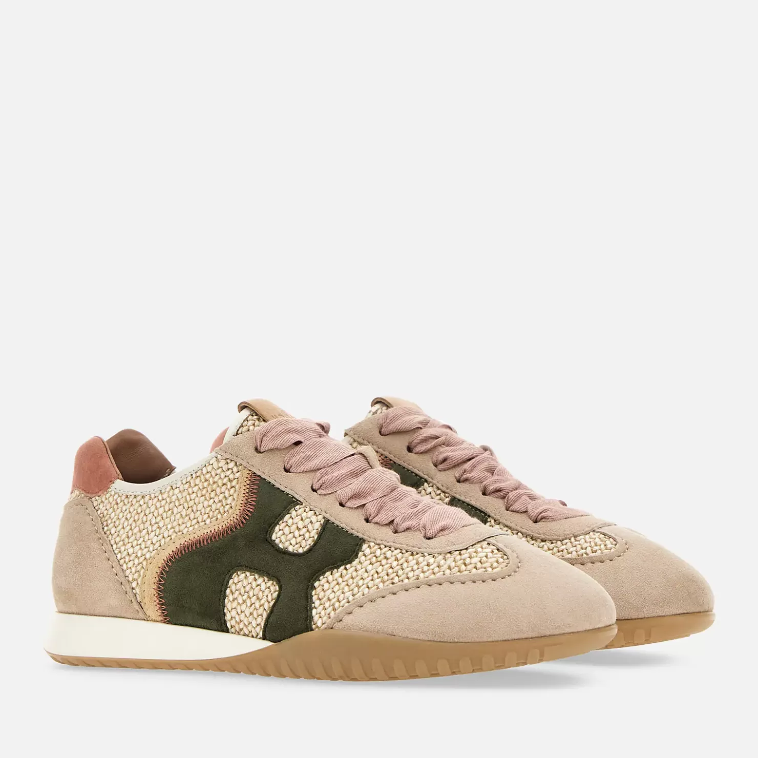 Flat Sneaker<Hogan Olympia-Z Beige/ Grun/ Rosa