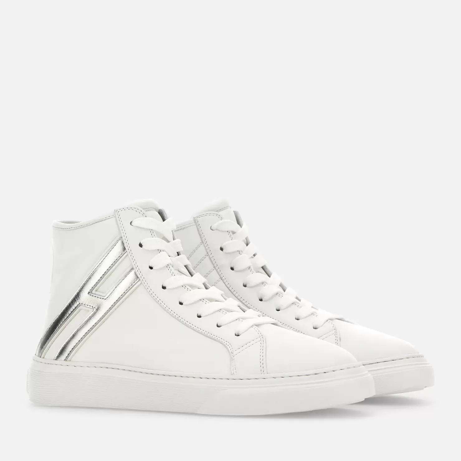 Flat Sneaker<Hogan Sneakers H365 High Top Silber/ Weiss