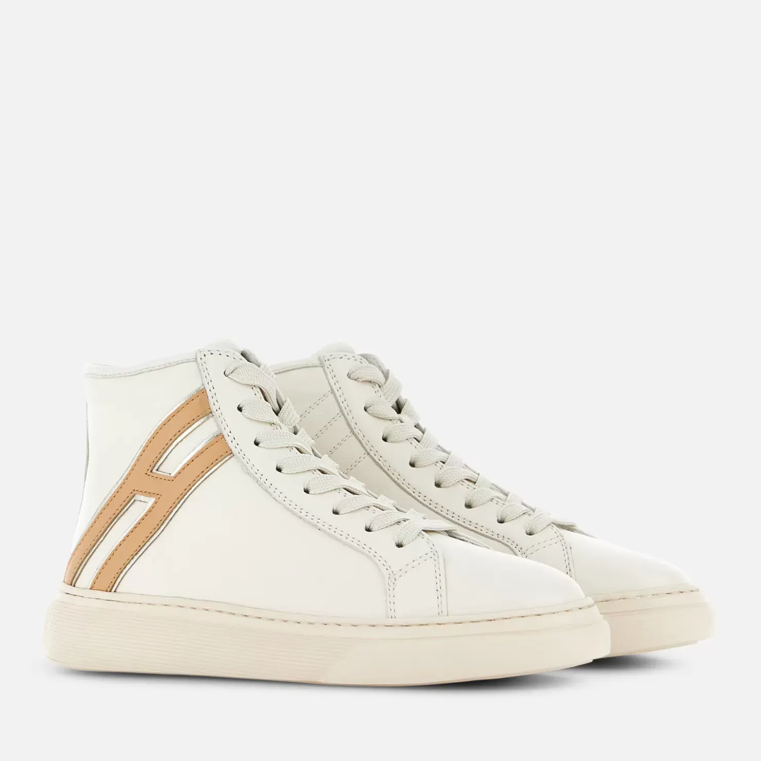 Flat Sneaker<Hogan Sneakers H365 High Top Elfenbein/ Braun