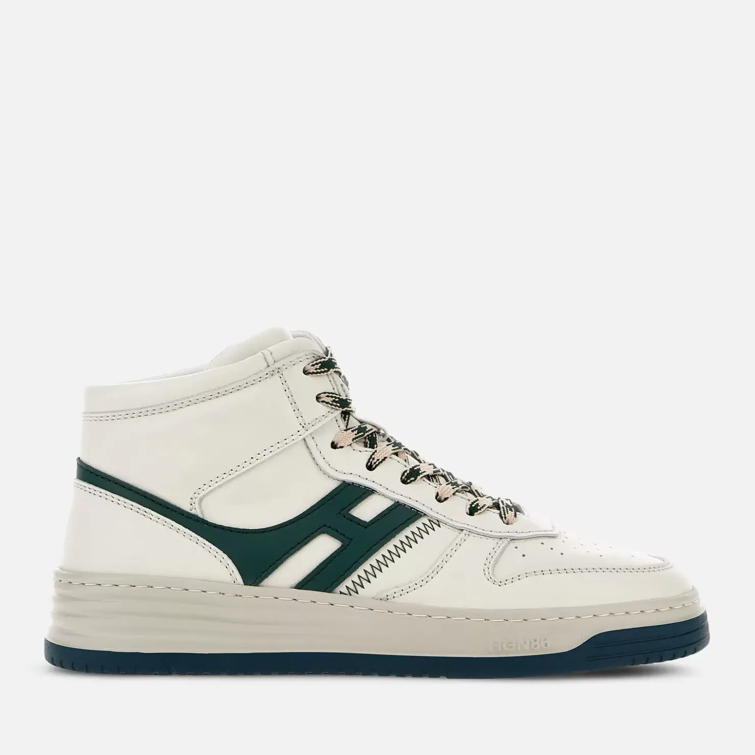 Flat Sneaker<Hogan Sneakers High Top H630 Elfenbein/ Grun