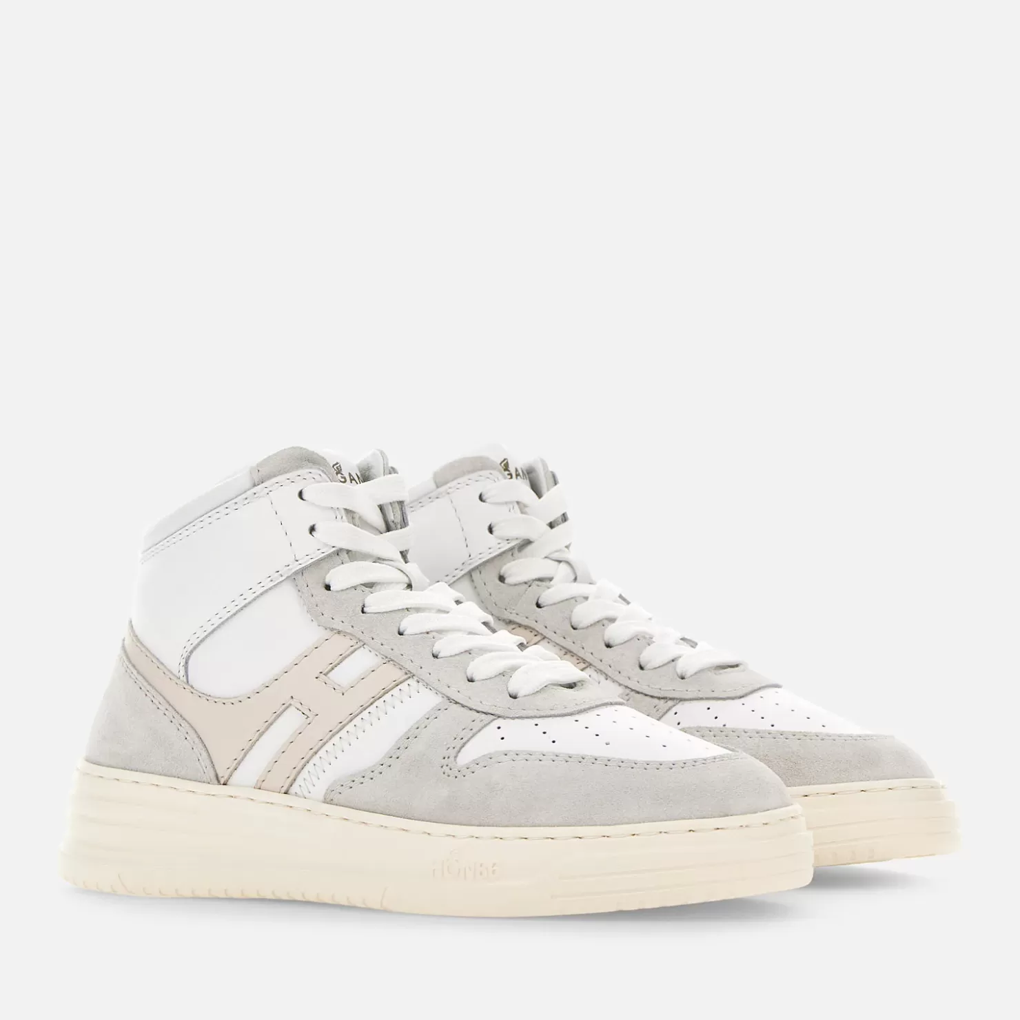 Flat Sneaker<Hogan Sneakers High Top H630 Silber/ Elfenbein