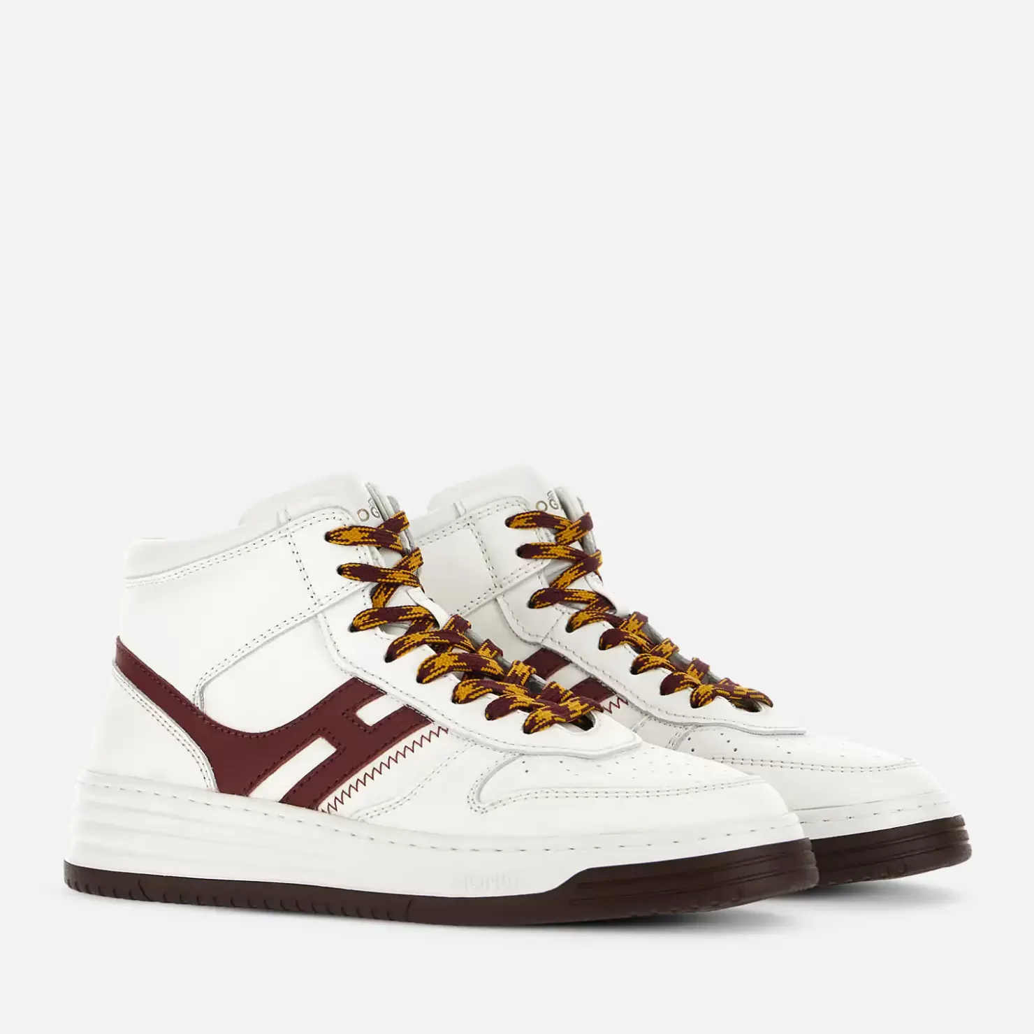 Flat Sneaker<Hogan Sneakers High Top H630 Weiss/ Bordeaux