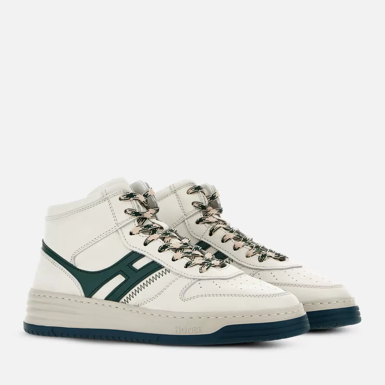 Flat Sneaker<Hogan Sneakers High Top H630 Elfenbein/ Grun