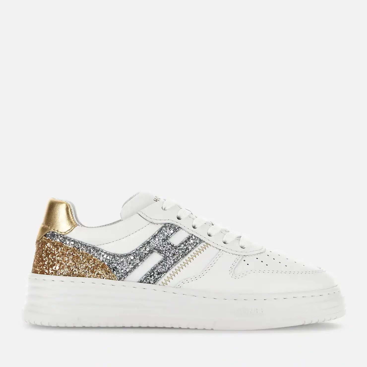 Hogan Basket<Hogan Sneakers H630 Weiss/ Silber/ Gold