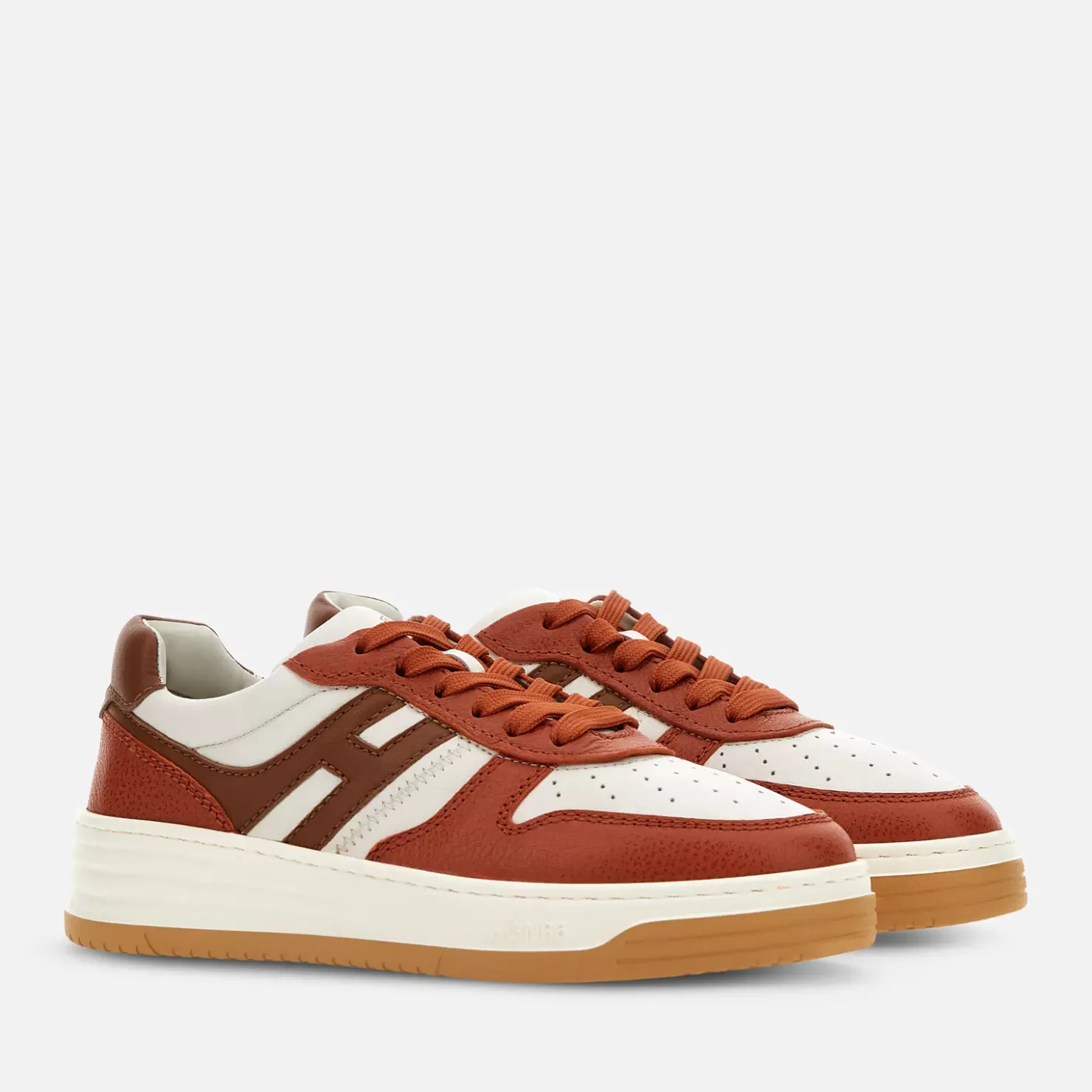 Flat Sneaker<Hogan Sneakers H630 Elfenbein/ Orange/ Braun