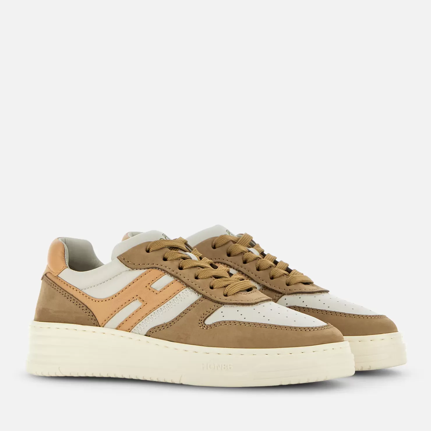 Flat Sneaker<Hogan Sneakers H630 Elfenbein/ Braun/ Beige