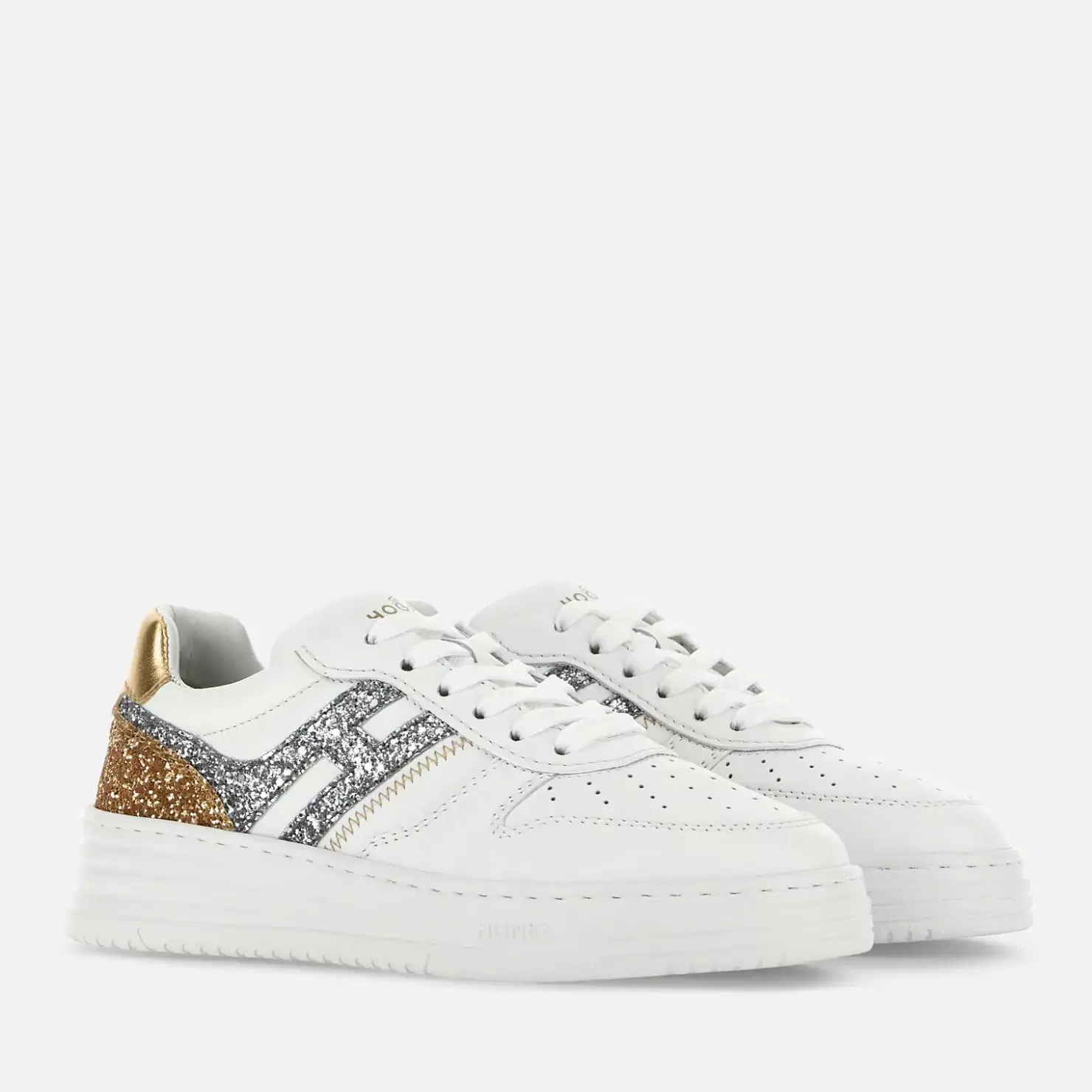 Hogan Basket<Hogan Sneakers H630 Weiss/ Silber/ Gold