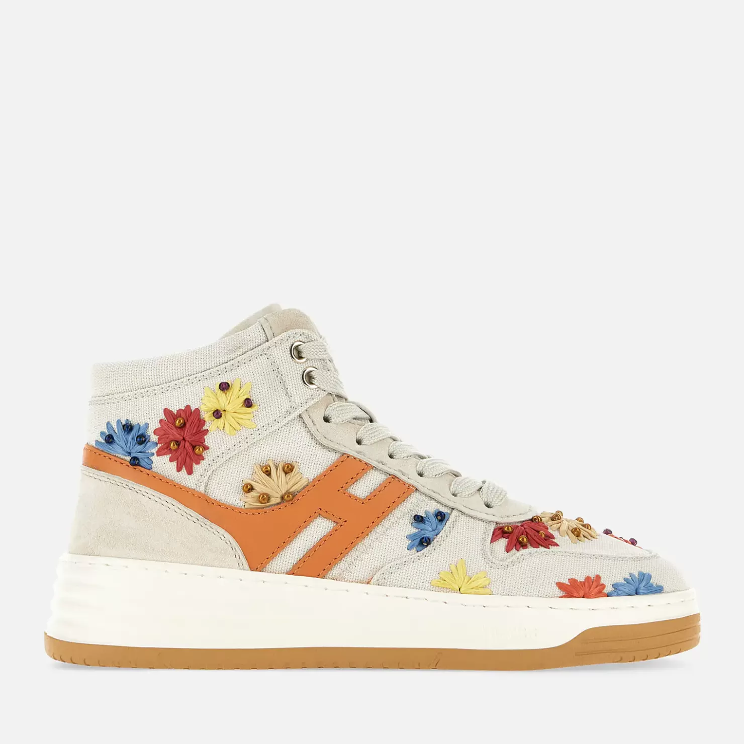 Flat Sneaker<Hogan Sneakers H630 High Top Elfenbein/ Orange/ Rot