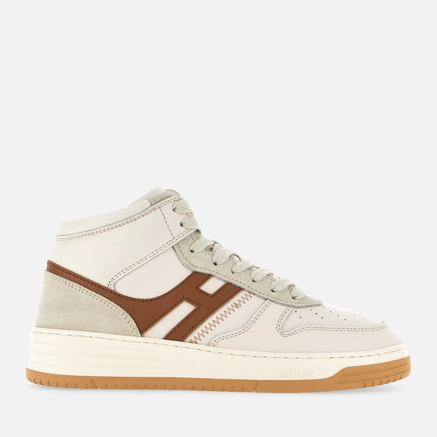 Flat Sneaker<Hogan Sneakers H630 High Top Weiss/ Elfenbein/ Braun