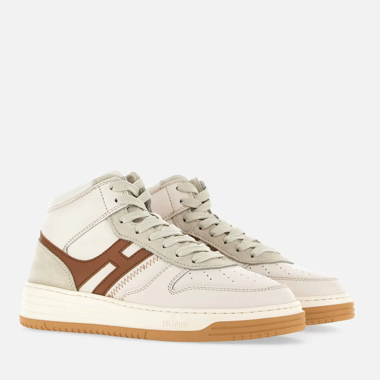 Flat Sneaker<Hogan Sneakers H630 High Top Weiss/ Elfenbein/ Braun