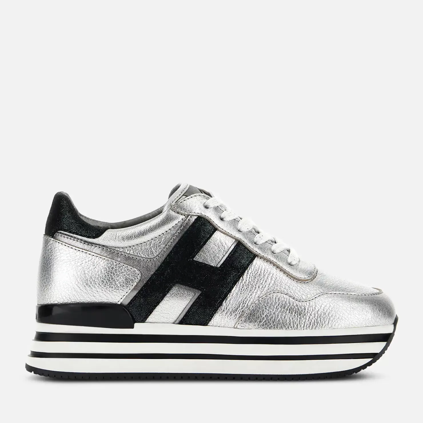 Plateauschuhe<Hogan Sneakers Midi H222 Silber/ Schwarz