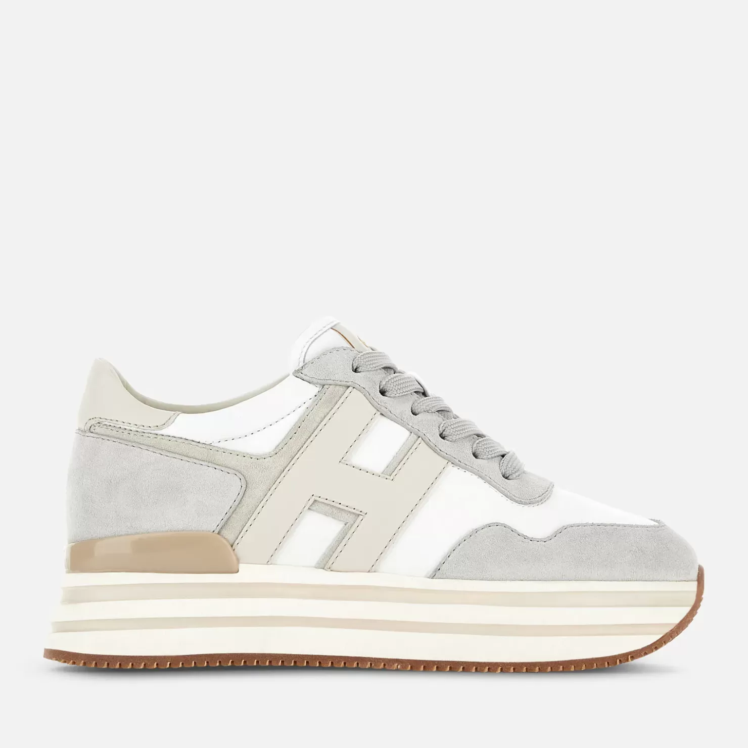 Plateauschuhe<Hogan Sneakers Midi H222 Weiss/ Elfenbein/ Grau