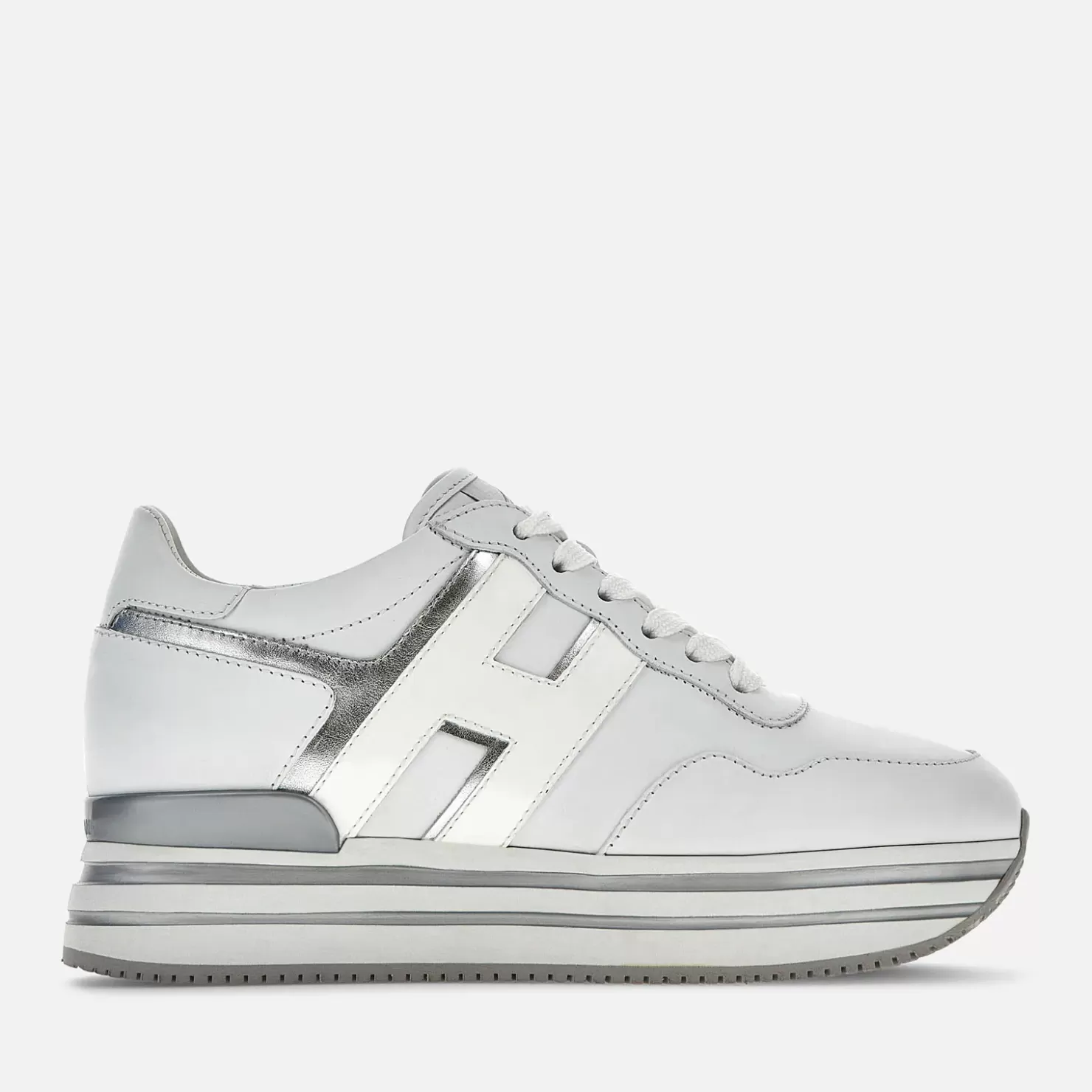 Plateauschuhe<Hogan Sneakers Midi H222 Silber/ Weiss