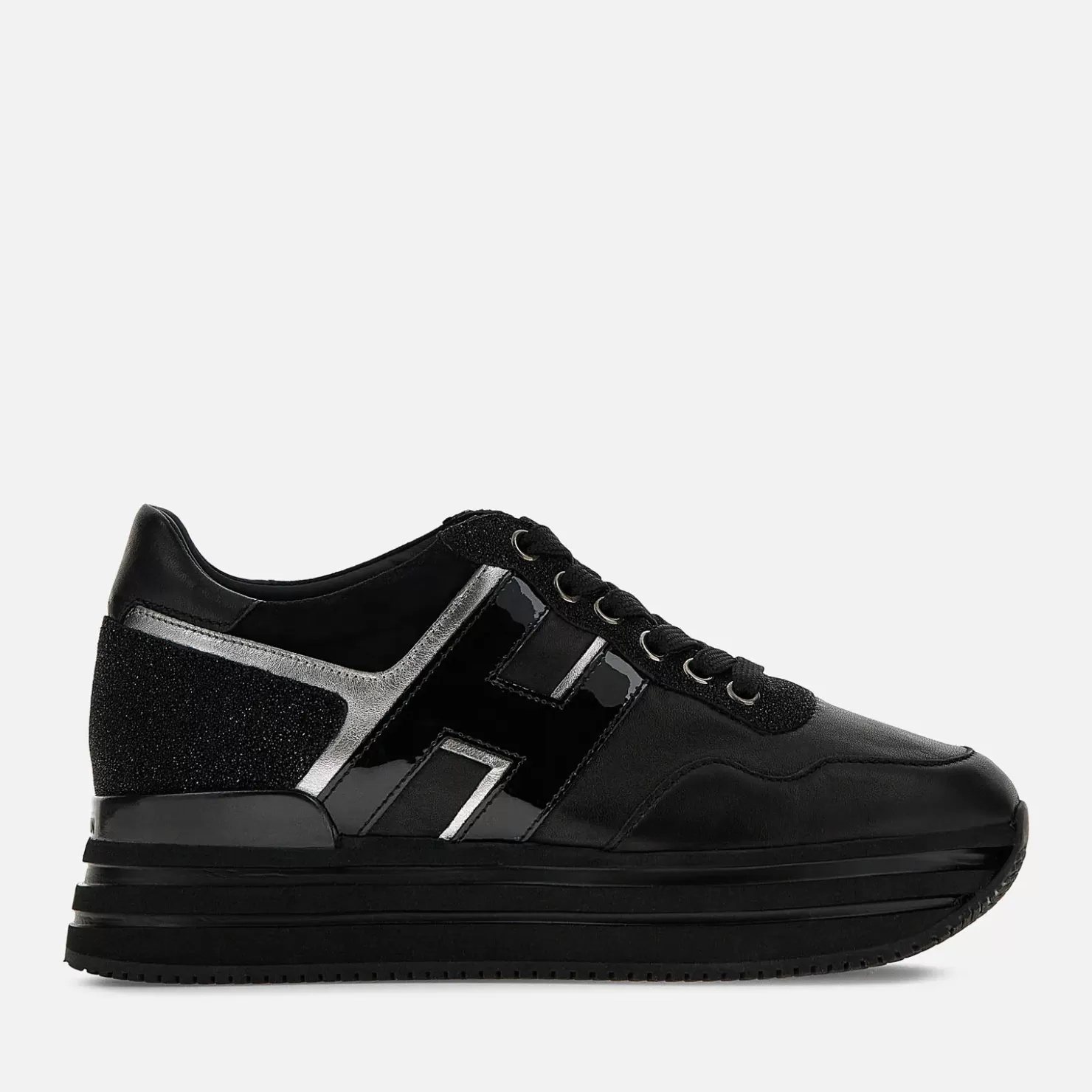 Plateauschuhe<Hogan Sneakers Midi H222 Schwarz/ Silber