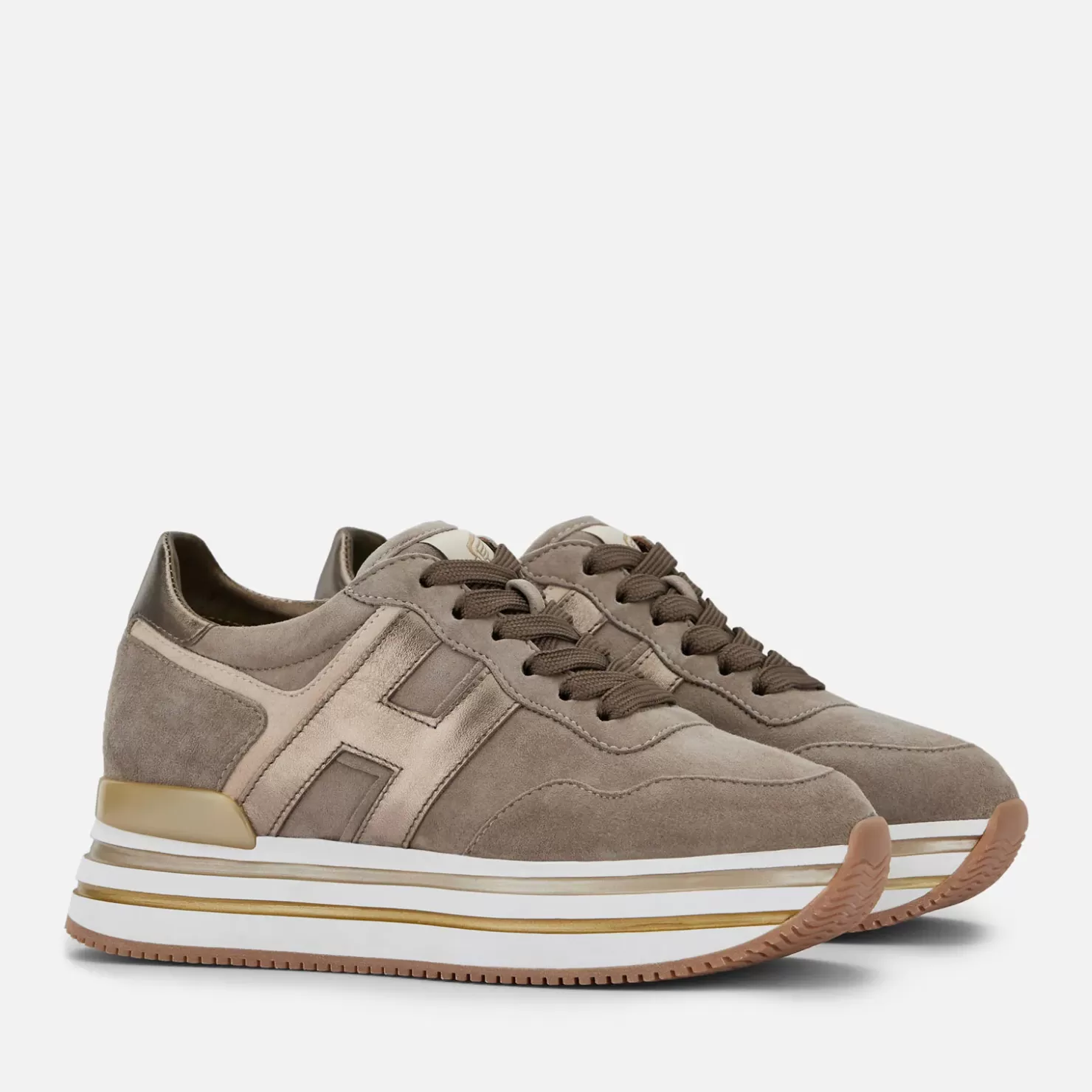 Plateauschuhe<Hogan Sneakers Midi H222 Braun/ Gold