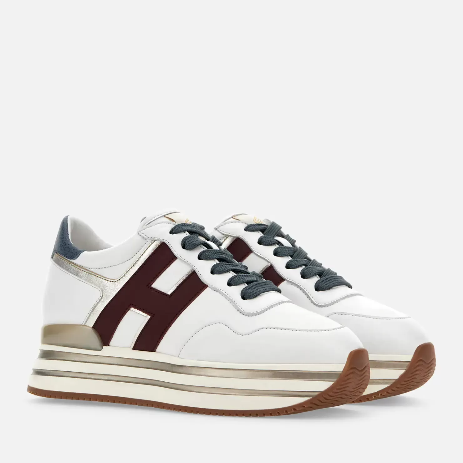 Plateauschuhe<Hogan Sneakers Midi H222 Weiss/ Rot/ Blau