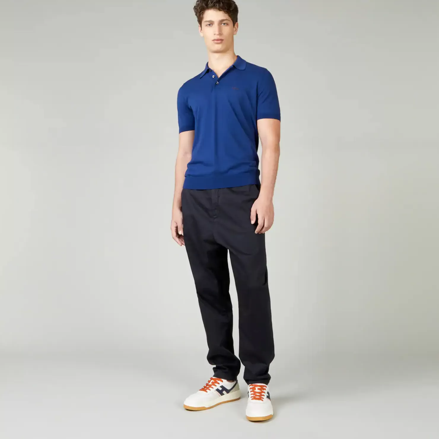 Bekleidung<Hogan Strickpoloshirt Aus Baumwolle Hellblau