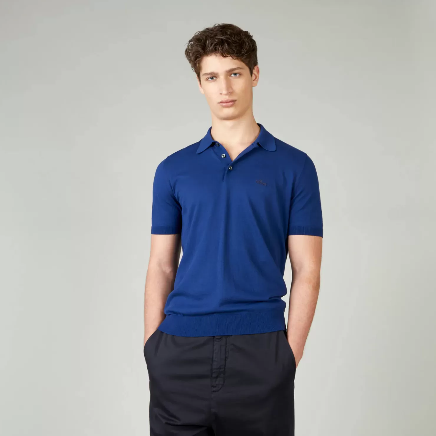 Bekleidung<Hogan Strickpoloshirt Aus Baumwolle Hellblau