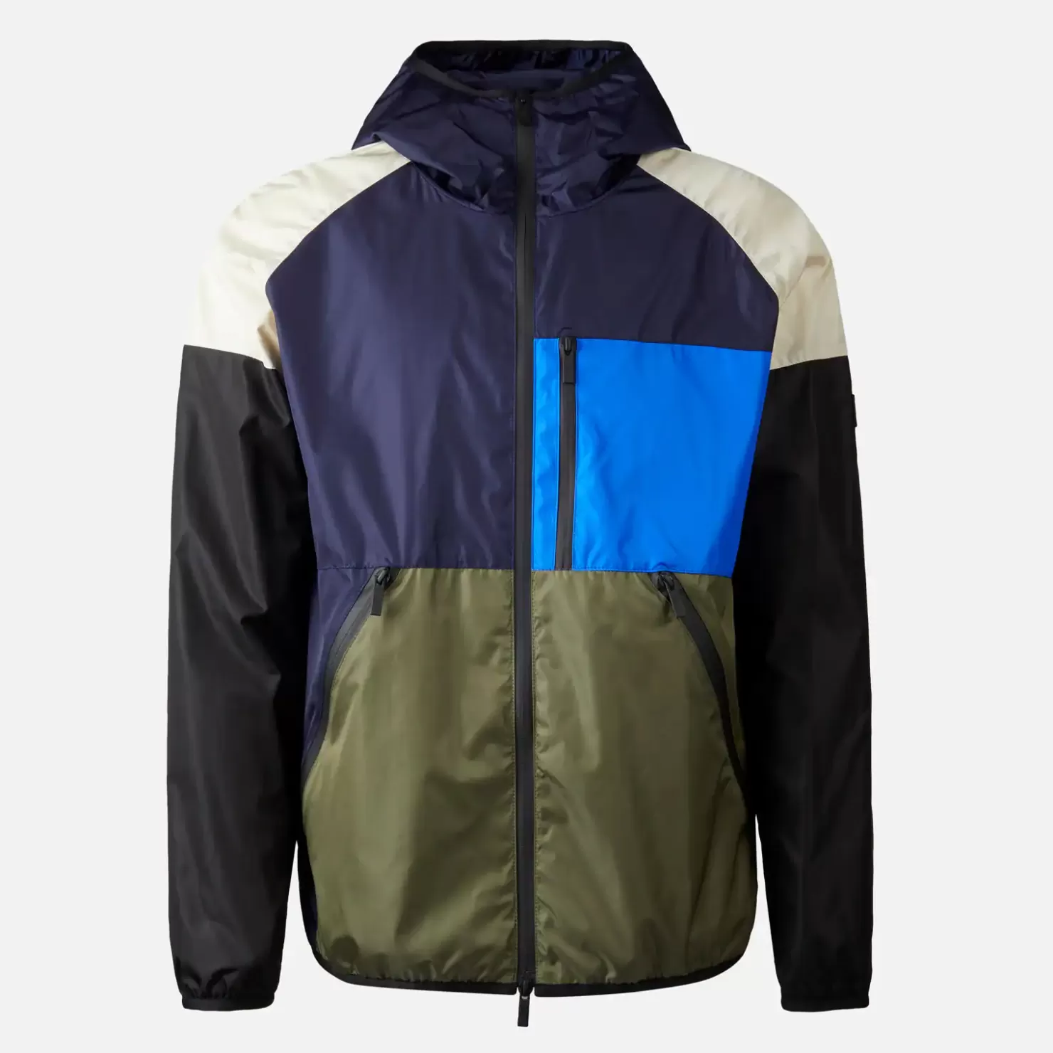 Bekleidung<Hogan Windbreaker Color Block Grun/ Blau/ Elfenbein